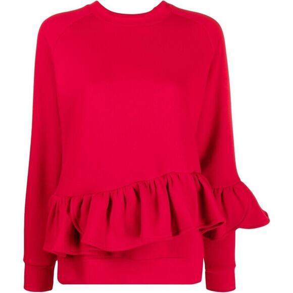 Ioana Ciolacu Ruffled Sweatshirt Pullover Long Sleeve Crew Neck Cotton Blend XL - Picture 4 of 11